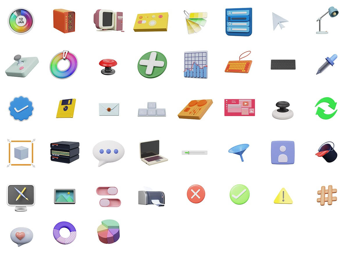 Various 3D icons for UI designers