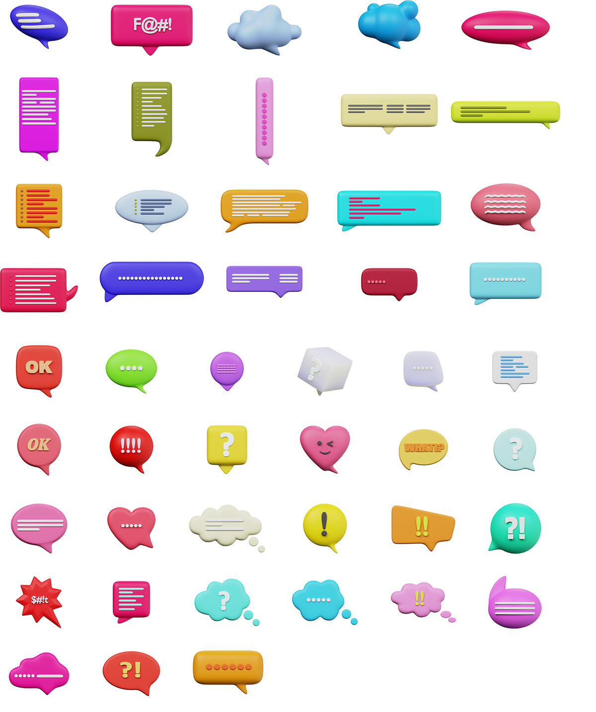 Speach bubbles 3D icons Various 3D icons of speech bubbles, messages and other 3D icons for infographics