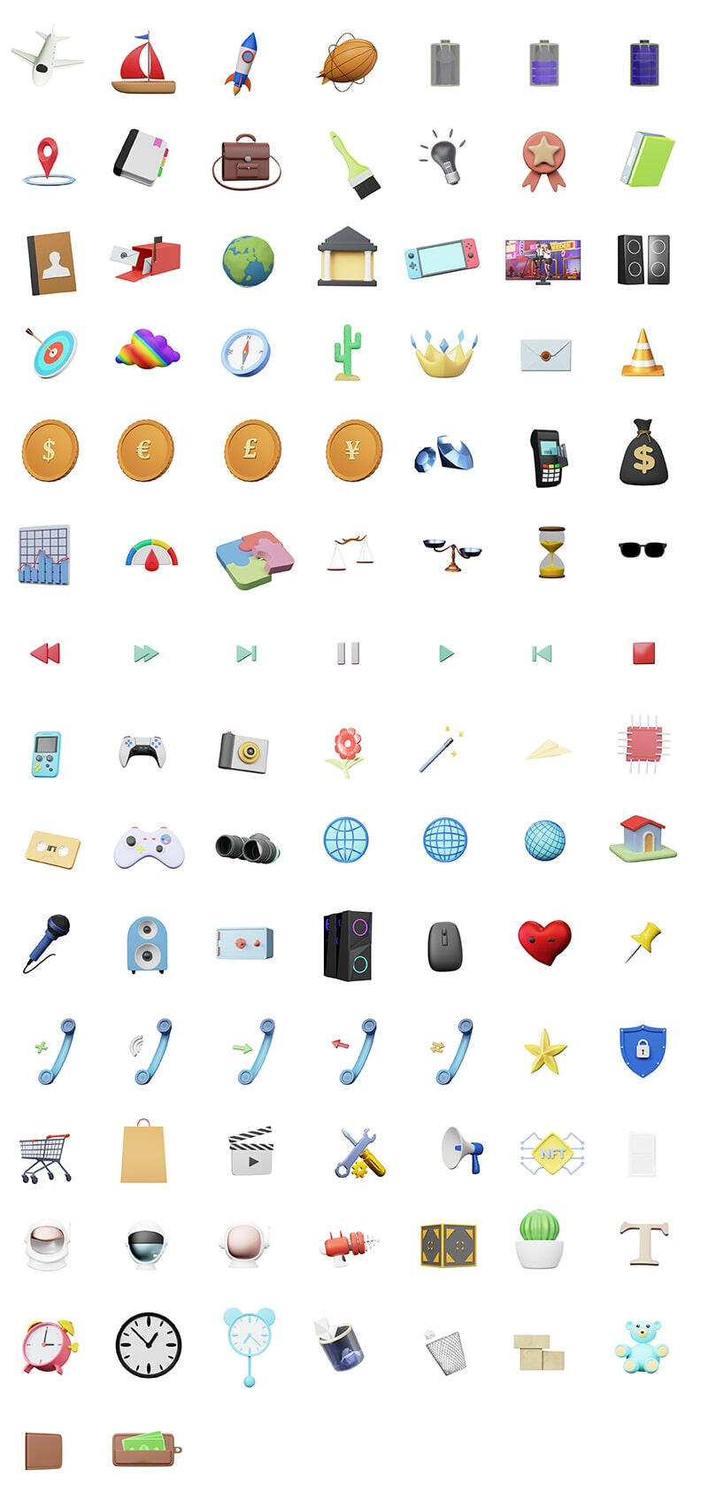 Various 3D icons - including designer, financial, business icons
