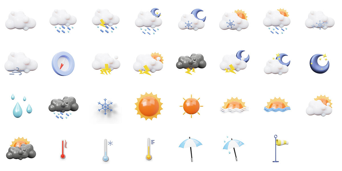 Weather 3D icons Various 3D icons - including designer, financial, business icons