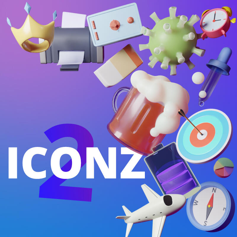 ICONZ 2 - 223 3D icons including source files - Blender files
