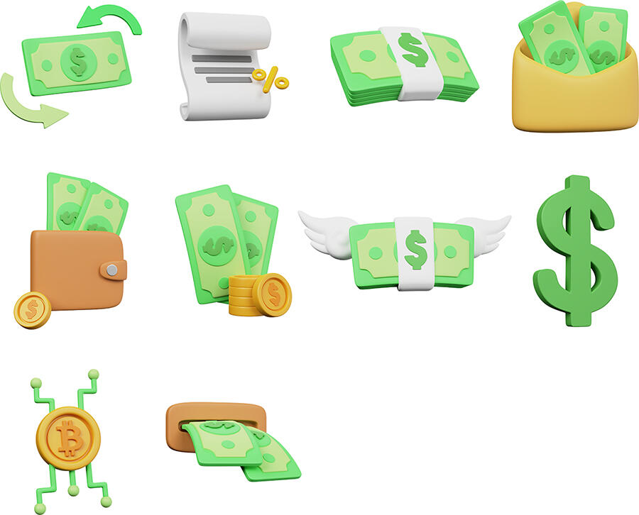 Money 3D icons Money 3D icons in various formats