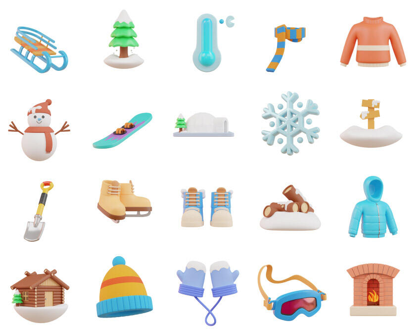 Winter 3D icons Various winter 3D icons created in Blender, perfect for UI, games, AR or VR, apps, branding or marketing materials