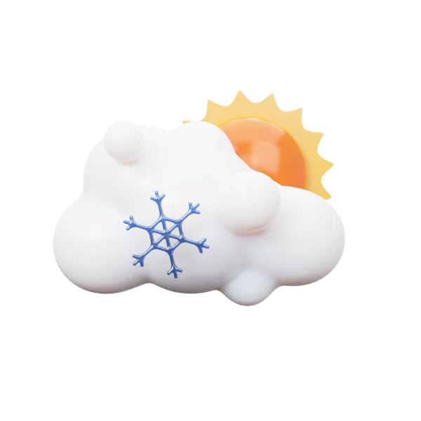 Cloud snow flakes Sun 3D icon, view 1