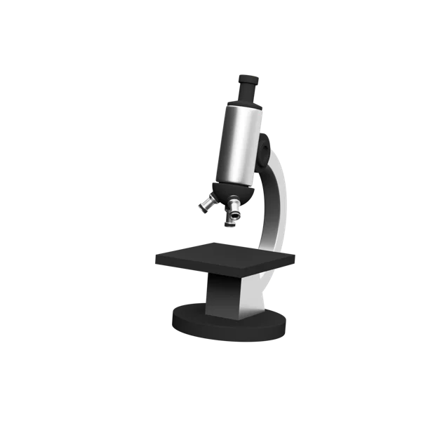 Microscope 3D icon, view 3