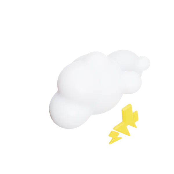 Lightening clouds 3D icon, view 4
