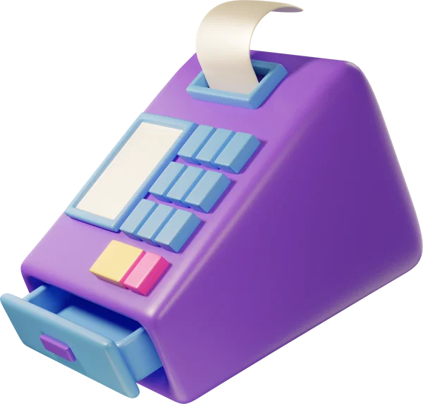 Cash register 3D icon, view 2