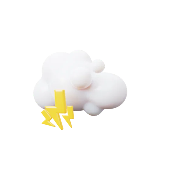 Lightening clouds 3D icon, view 2