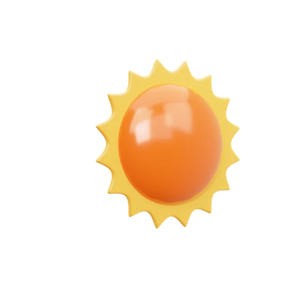 Sun 3D icon, view 3