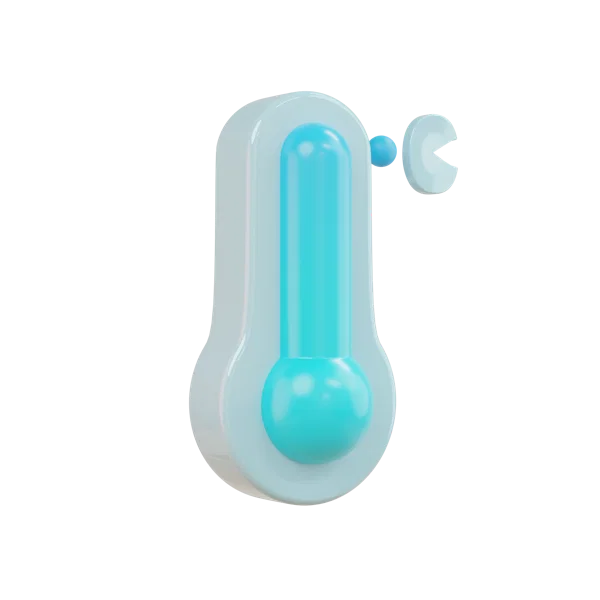 Temperature 3D icon, view 3