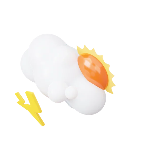 Lightening clouds sunny 3D icon, view 5