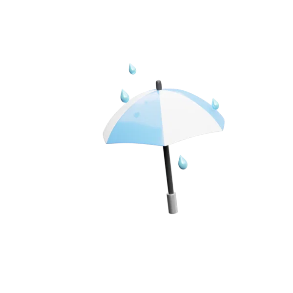 Umbrella rain 3D icon, view 3