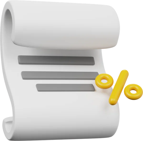 Percentage list 3D icon, view 1