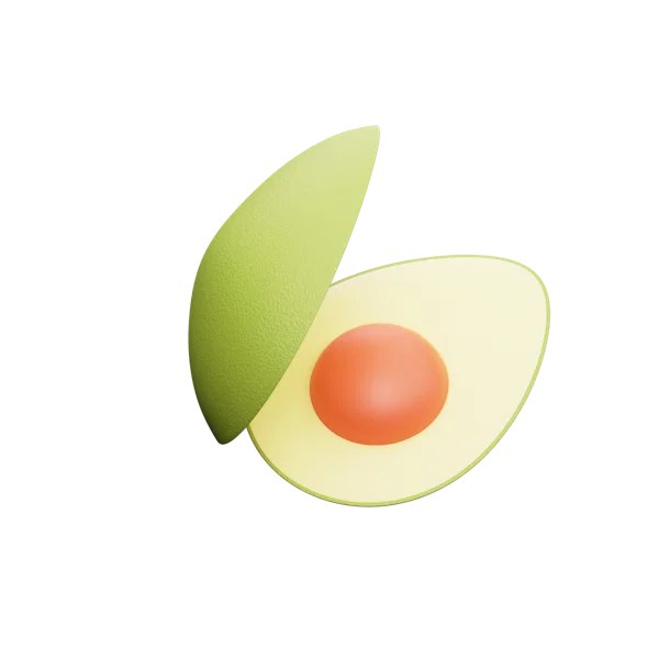 Avocado 3D icon, view 3