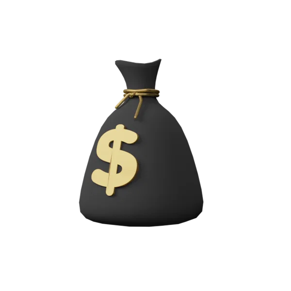 Money bag 3D icon, view 2