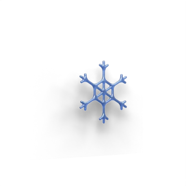 Snow flake 3D icon, view 3