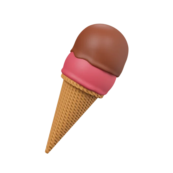 Ice Cream in Cone 3D icon, view 1
