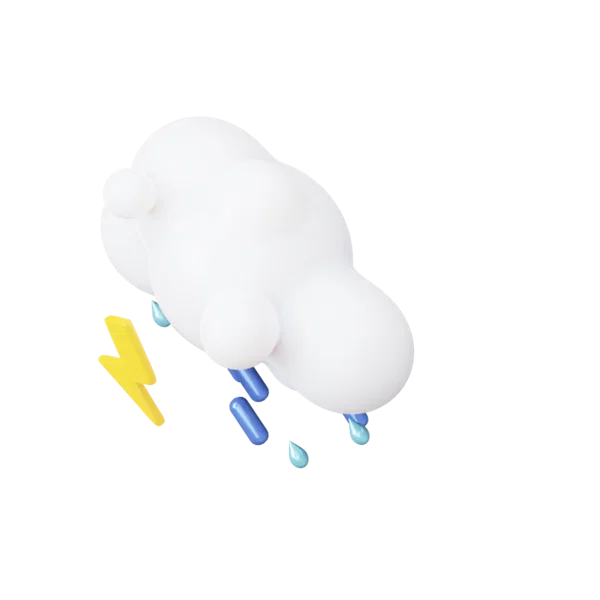 Cloud raining lightening 3D icon, view 5