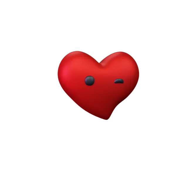 Winking Heart 3D icon, view 3