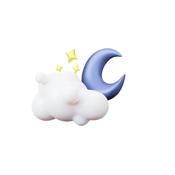 Moon under clouds 3D icon, view 2