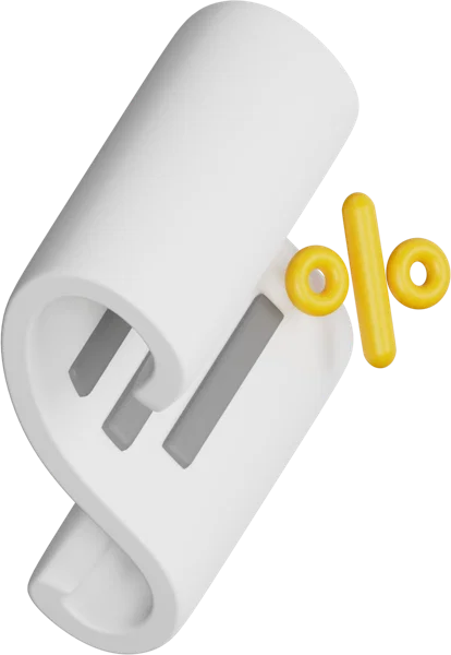 Percentage list 3D icon, view 4