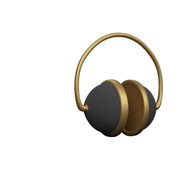 Headphones 3D icon, view 3