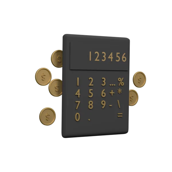 Calculator Coins Graph 3D icon, view 3