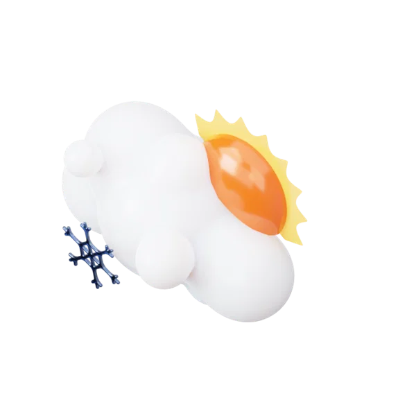 Cloud snow flakes Sun 3D icon, view 5