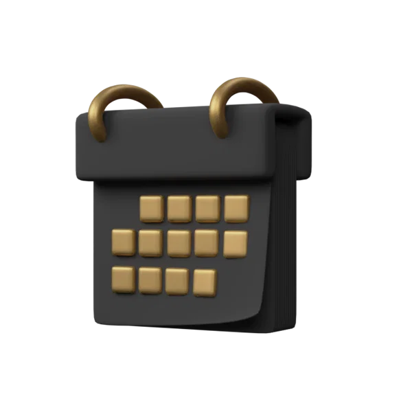 Calendar 3D icon, view 3
