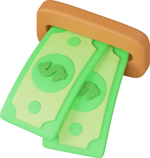 ATM and Money 3D icon, view 5