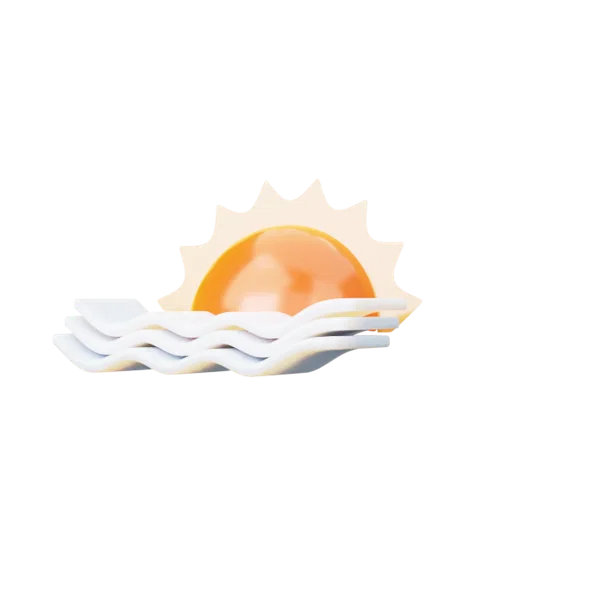 Sun horizon 3D icon, view 2