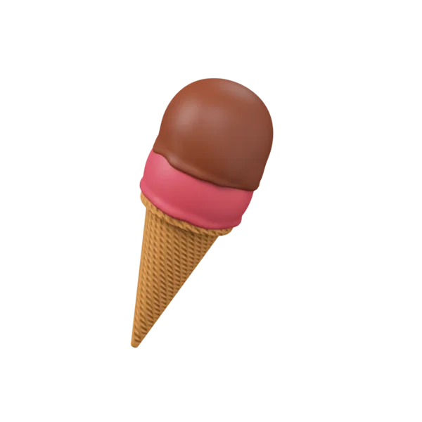 Ice Cream in Cone 3D icon, view 2