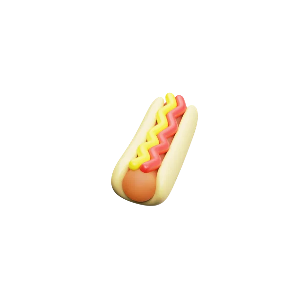 Hot Dog 3D icon, view 3