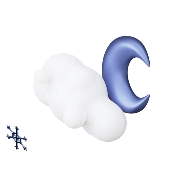 Cloud snow flakes moon 3D icon, view 5