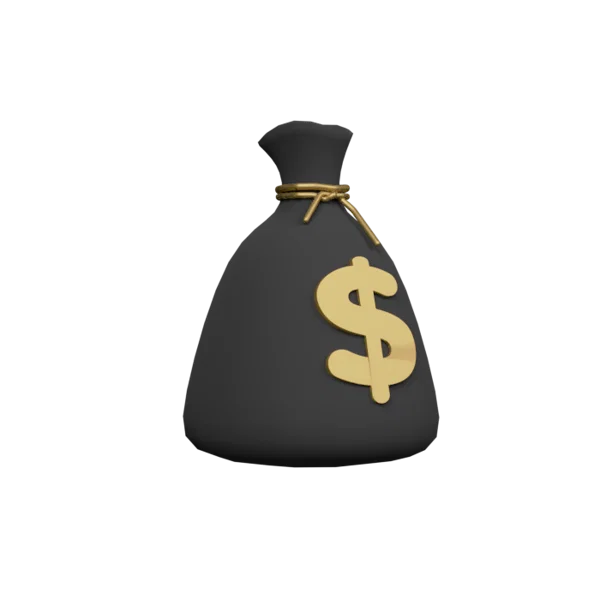 Money bag 3D icon, view 3