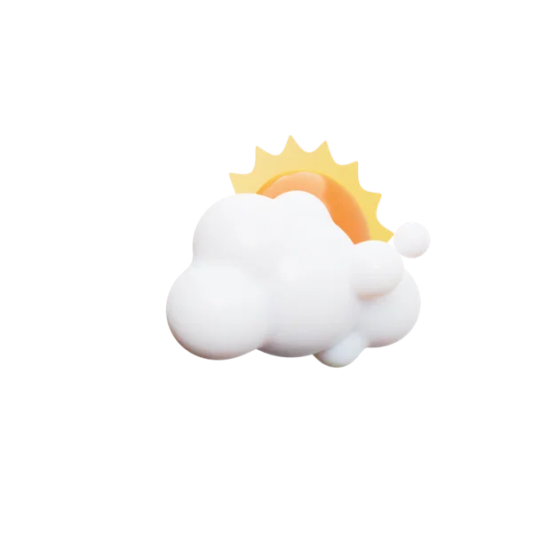 Sun under Clouds 3D icon, view 3
