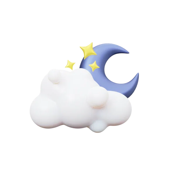 Moon under clouds 3D icon, view 1