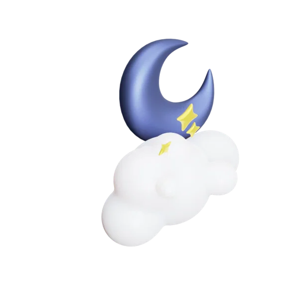 Moon under clouds 3D icon, view 4