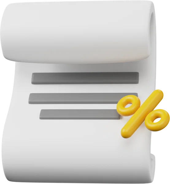 Percentage list 3D icon, view 2