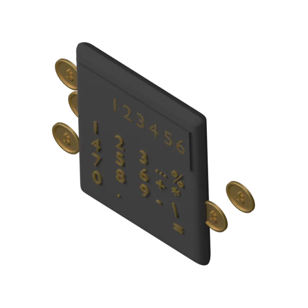Calculator Coins Graph 3D icon, view 5