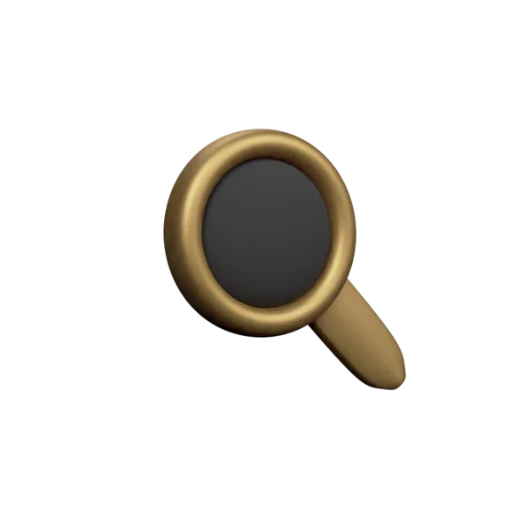 Magnifying glass 3D icon, view 3