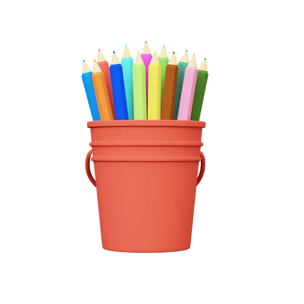 Bucket Pencil 3D icon, view 1