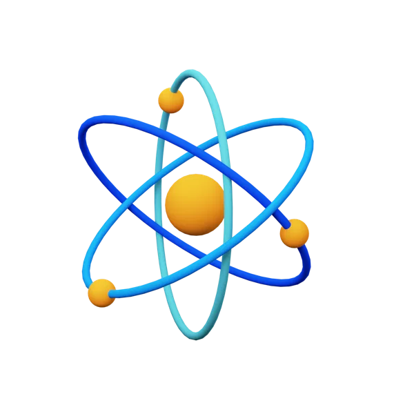 Atom 3D icon, view 1