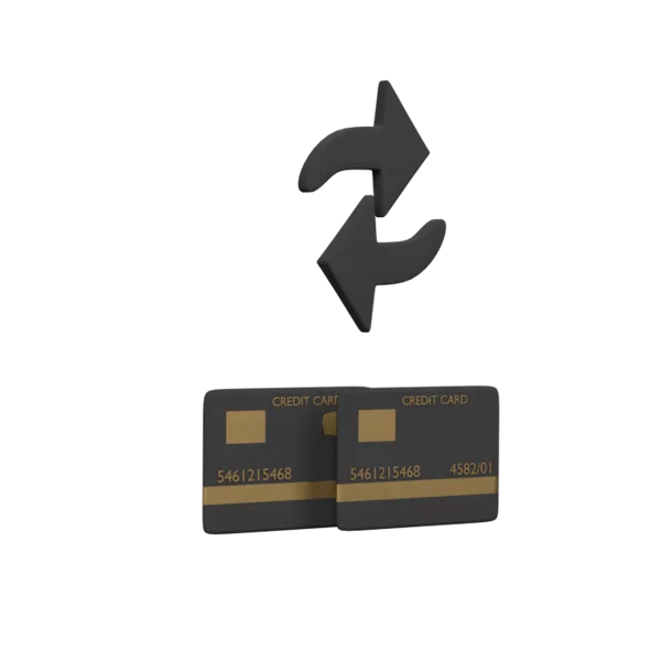Credits Cards Arrows 3D icon, view 3
