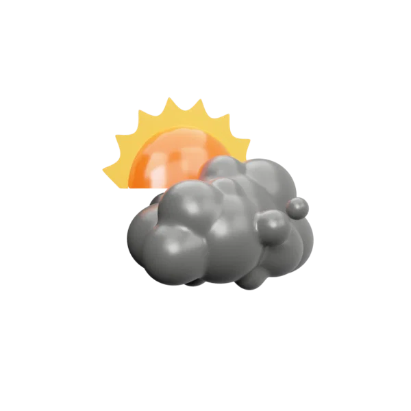 Sun under Stormyclouds 3D icon, view 3