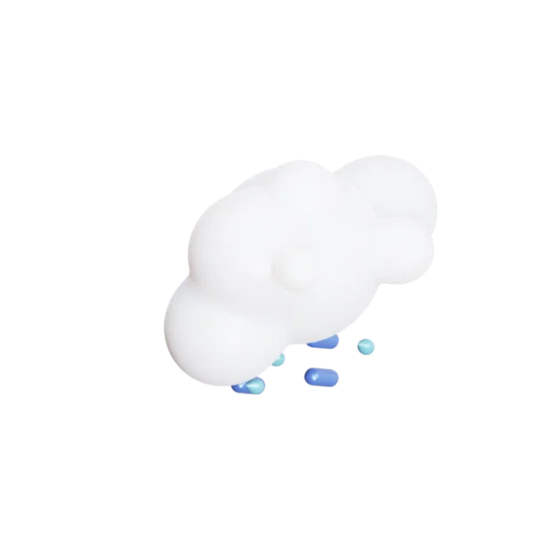 Cloud raining 3D icon, view 4