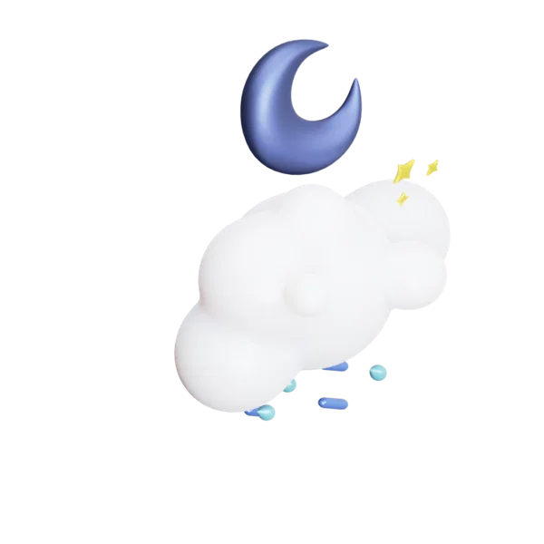 Cloud raining moon 3D icon, view 4