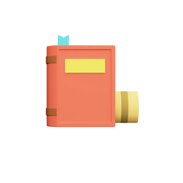Old Book 3D icon, view 3