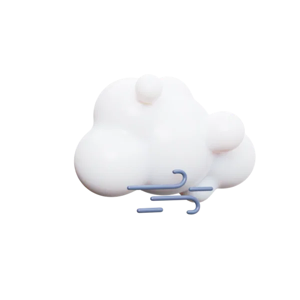 Cloud wind 3D icon, view 3