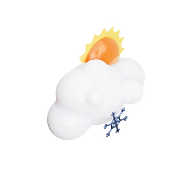 Cloud snow flakes Sun 3D icon, view 4
